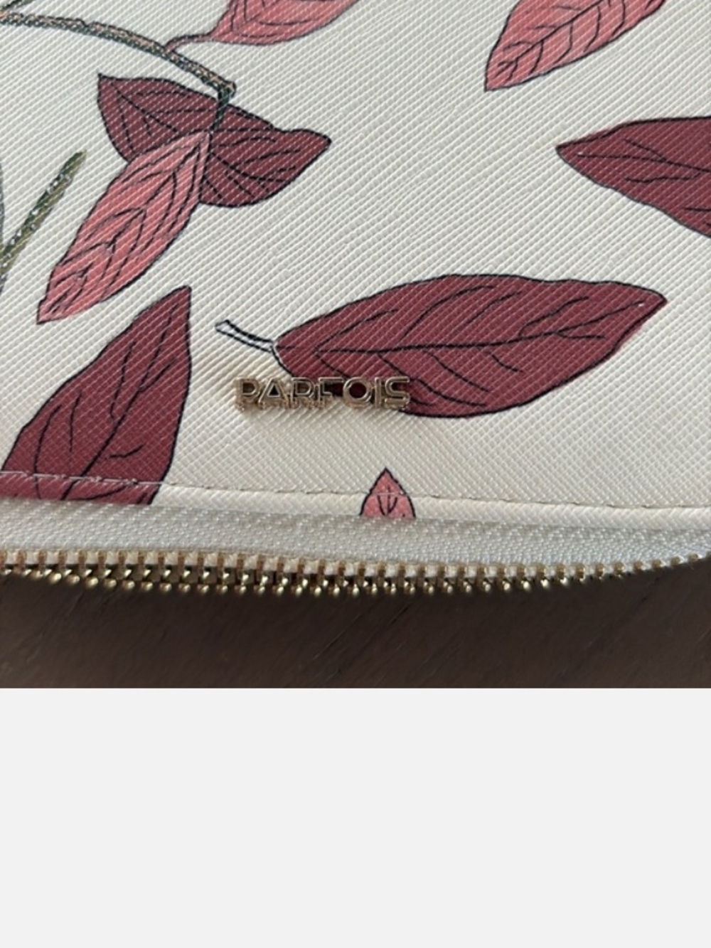 Parfois Floral Zip Pouch in Cream and Dusty Rose